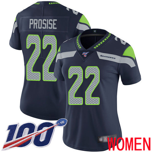 Seattle Seahawks Limited Navy Blue Women C. J. Prosise Home Jersey NFL Football #22 100th Season Vapor Untouchable